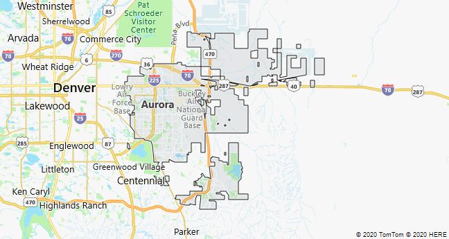 Map of Aurora, Colorado