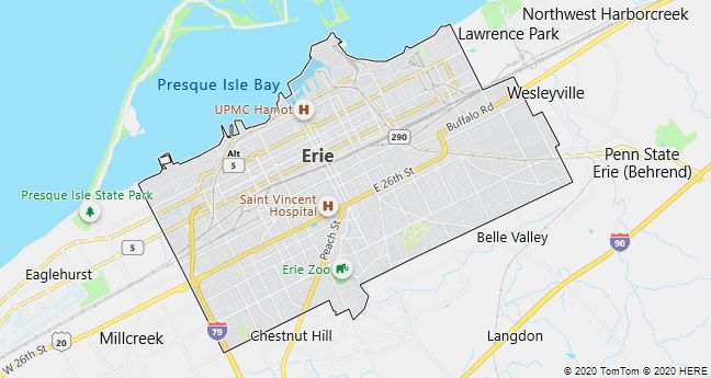 Map of Erie, Pennsylvania