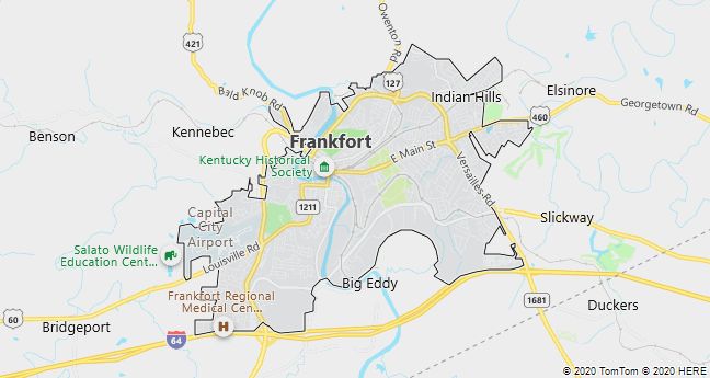 Map of Frankfort, Kentucky