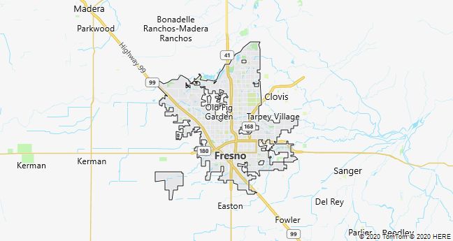 Map of Fresno, California