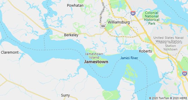 Map of Jamestown, Virginia