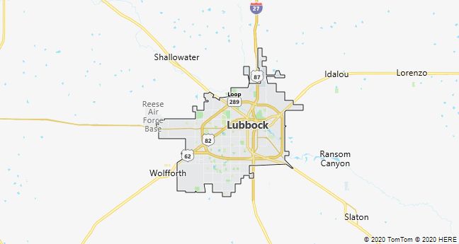 Map of Lubbock, Texas