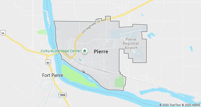 Map of Pierre, South Dakota