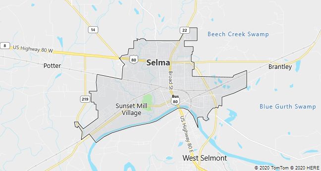 Map of Selma, Alabama