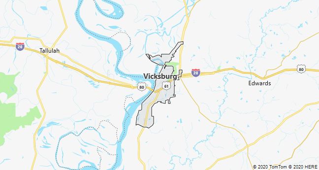 Map of Vicksburg, Mississippi